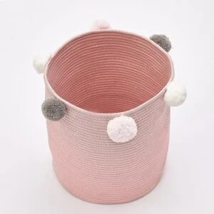 Grand Panier À Linge Coton Rose