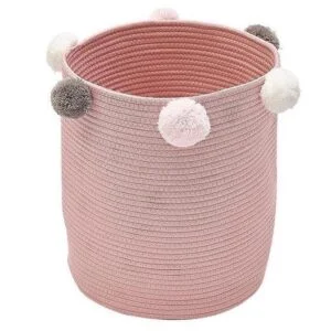 Grand Panier À Linge Coton Rose